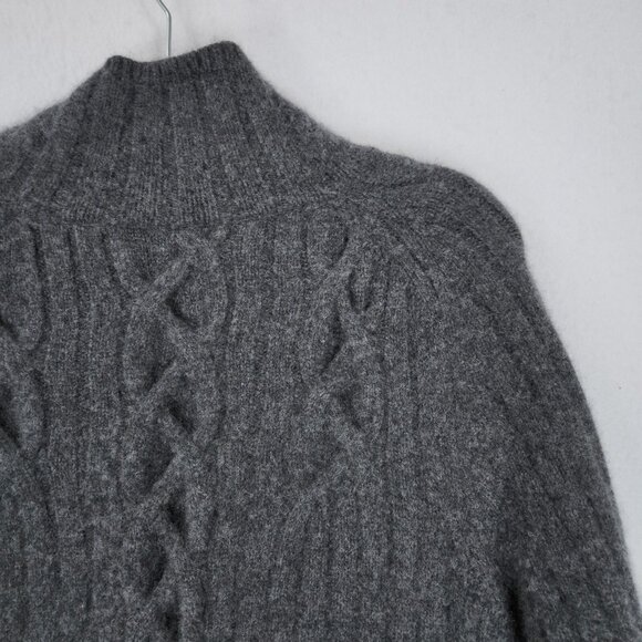Michelle Smith Sweater Womens Medium Gray Stacey Cable Knit Cashmere Turtle Neck - Picture 11 of 11